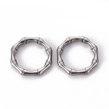 Non-Tarnish 304 Stainless Steel Linking Rings, Octagon Ring, Stainless Steel Color, 16x15x2.5mm, Inner Diameter: 11mm