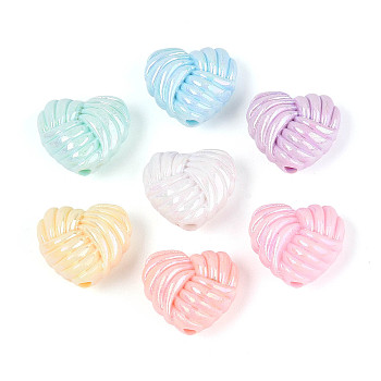 Opaque Acrylic Beads, Heart, AB Color Plated, Mixed Color, 20x22x11.5mm, Hole: 2.8mm