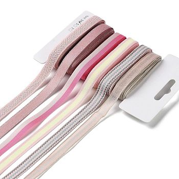 18 Yards 6 Styles Polyester Ribbon, for DIY Handmade Craft, Hair Bowknots and Gift Decoration, Pink Color Palette, Pink, 3/8~1/2 inch(9~12mm), about 3 yards/style