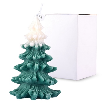 Christmas Tree Candles, Scented Candles Gifts, with Box, for Family Gatherings Christmas Parties Holiday New Year Decoration, Green, 11.3x7cm