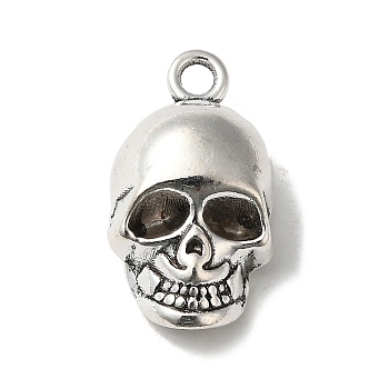 Tibetan Style Alloy Pendants, Skull Charm, Antique Silver, 20x11x8mm, Hole: 2.2mm