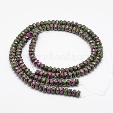 Faceted Natural Ruby in Zoisite Rondelle Beads Strands(G-K090-04)-4