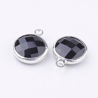 Silver Color Plated Brass Glass Flat Round Charms(GLAA-M003-A-26S)-2