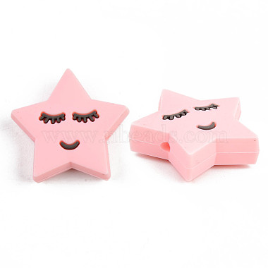 Light Coral Star Silicone Beads