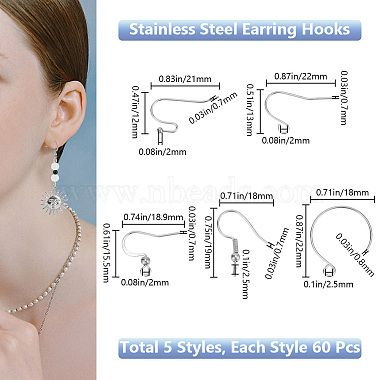 300Pcs 5 Style 304 Stainless Steel Earring Hooks(STAS-BBC0004-44)-2