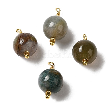 Real 18K Gold Plated Round Natural Agate Pendants