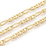 Brass Figaro Chains, Soldered, with Spool, Golden, 8x3x1mm, about 32.81 Feet(10m)/Roll(CHC-T018-57G)