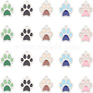 20Pcs 5 Colors 304 Stainless Steel Enamel Charms, Stainless Steel Color, Dog Paw Prints, Mixed Color, 13x12x1mm, Hole: 1.5mm, 4pcs/color(STAS-UN0026-51)