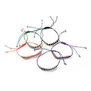 Electroplate Glass Seed Bead Braided Bracelets, Waxed Polyester Cord Square Knot Bracelet, Round Hole Rocailles, Mixed Color, 1 inch~3-7/8 inch(2.5~10cm)(BJEW-JB04789)