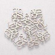 201 Stainless Steel Charms, Word SOUL, Stainless Steel Color, 10x10x1mm, Hole: 1mm(STAS-Q201-T081)