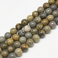 Natural Dendritic Jasper Beads Strands, Chohua Jasper, Round, 12mm, Hole: 1.5mm, about 33pcs/strand, 15.3 inch(G-S300-123-12mm)