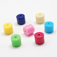 Solid Colour Acrylic Beads, Column, Mixed Color, 8x8x8mm, Hole: 2mm(X-SACR-S164-M)