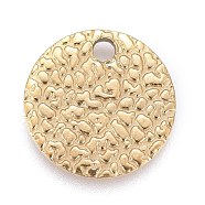 Ion Plating(IP) 304 Stainless Steel Charms, Textured, Laser Cut, Flat Round, Light Gold, 12x1mm, Hole: 1mm(STAS-M228-B02-G)