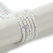 Electroplated Glass Beads Strands, Faceted, Half Plated, AB Color Plated, Round, White, 2mm, Hole: 0.7mm, about 200pcs/strand, 14.57''(37cm)(EGLA-P055-01A-AB03)