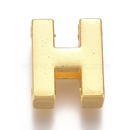 Alloy Slide Charms, Letter H, 12.5x10x4mm, Hole: 1.5x8mm(PALLOY-WH0069-02H-G)