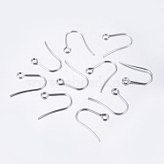 304 Stainless Steel Earring Hooks, Ear Wire, with Horizontal Loop, Stainless Steel Color, 18x15mm, Hole: 2mm, Pin: 0.7mm(X-STAS-P162-13P-A)