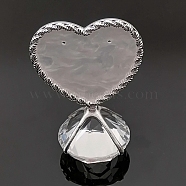 Resin Imitation Pearl Earring Displays, Iron with Plastic Diamond Shaped Base Jewelry Display Stand, Heart, 9.5x6.5cm(PW-WG48560-02)