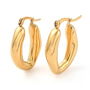 Ion Plating(IP) 304 Stainless Steel Twist Oval Hoop Earrings for Women, Golden, 28x20.5x5.5mm(EJEW-A104-08G)