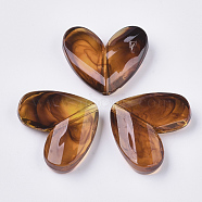 Transparent Acrylic Beads, Imitation Gemstone, Heart, Saddle Brown, 27.5x33x8.5mm, Hole: 3mm, about 103pcs/500g(OACR-S028-118)