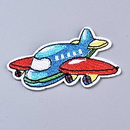 Airplane Appliques, Computerized Embroidery Cloth Iron on/Sew on Patches, Costume Accessories, Colorful, 40x68x1.5mm(DIY-S041-017)