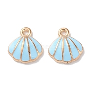 Alloy Enamel Pendants, Shell Shape, Light Steel Blue, 11x10x2.5mm, Hole: 1.2mm(ENAM-O001-02D-G)