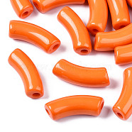 Opaque Acrylic Beads, Curved Tube, Dark Orange, 34.5x13x11mm, Hole: 3.5mm(X-SACR-TD001-013)