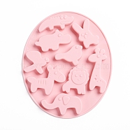 Food Grade Silicone Molds, Fondant Molds, Baking Molds, Chocolate, Candy, Biscuits, UV Resin & Epoxy Resin Jewelry Making, Animal, Pink, 165x139x11mm, Inner Size: 12~63x23~61mm(DIY-G022-05)