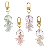 Resin & Acrylic Pendant Decorations, Alloy Swivel Clasps Charms, Golden, Lily Flower & Moon, Mixed Color, 97x25~33mm(HJEW-JM01087)