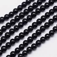 Natural Black Tourmaline Round Bead Strands, Grade AB+, 6mm, Hole: 1mm, about 63pcs/strand, 15.5 inch(G-I160-01-6mm)