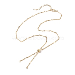 Brass Slider Necklace Makings, with Bar Link Chains and Slider Beads, Real 18K Gold Plated, 20.87 inch(53cm)(AJEW-JB01275-01)