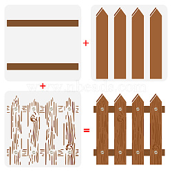 3Pcs 3 Styles PET Hollow Out Drawing Painting Stencils, for DIY Scrapbook, Photo Album, Fence Pattern, 300x300mm, 1pc/style(DIY-WH0394-0080)