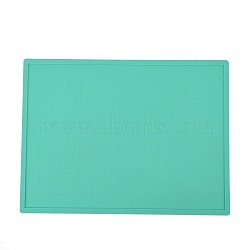 Silicone Hot Pads Heat Resistant, with Scale, for Hot Dishes Heat Insulation Pad Kitchen Tool, Rectangle, Turquoise, 40x30x0.3cm(DIY-L048-01B-02)