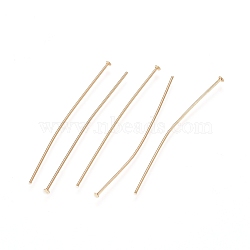 304 Stainless Steel Flat Head Pins, Real 24K Gold Plated, 23 Gauge, 40.5x0.6mm, Head: 1.4mm(X1-STAS-L238-006B-G)