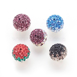 Austrian Crystal Beads, Pave Ball Beads, with Polymer Clay Inside, Round, Mixed Color, 12mm, Hole: 1mm(SWARJ-SFR12MM)