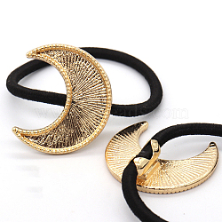 10Pcs Zinc Alloy Cabochon Settings, Hair Ties Findings, Moon, Golden, 34x29mm(OHAR-PW0001-237E-G)