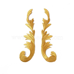 Polyester Computerized Embroidery Sew on Patches, Ethnic Style Metallic Thread Embroidery Appliques, Flower, Gold, 168~170x48~50x1mm(PATC-WH0001-13E)