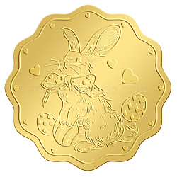 Self Adhesive Gold Foil Embossed Stickers, Medal Decoration Sticker, Rabbit Pattern, 5x5cm(DIY-WH0211-240)