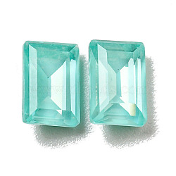 Glass Rhinestone Cabochons, Point Back & Back Plated, Faceted, Rectangle, Light Azore, 6x4x3mm(RGLA-G021-01A-361DE)