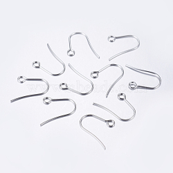 304 Stainless Steel Earring Hooks, Ear Wire, Stainless Steel Color, 18x15x0.8mm, Hole: 2mm, Pin: 0.8mm(X-STAS-P162-13P-A)