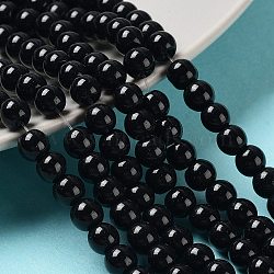 Baking Painted Pearlized Glass Pearl Round Bead Strands, Black, 6~7mm, Hole: 1mm, about 145pcs/strand, 31.4 inch(X-HY-Q003-6mm-80)