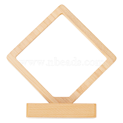 MDF Board Heat Transfer Blanks Photo Frame, with Bamboo Outside Frame, for Heat Press, Rhombus, Sandy Brown, Finished Product: 15x4.3x15.5cm(DIY-WH0204-74)