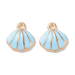 Alloy Enamel Pendants, Shell Shape, Light Steel Blue, 11x10x2.5mm, Hole: 1.2mm(ENAM-O001-02D-G)