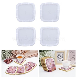 DIY Cup Mat Silicone Molds, Resin Casting Molds, For UV Resin, Epoxy Resin Craft Making, Square Pattern, 147x149x9mm, 4pcs/set(DIY-I110-02E)