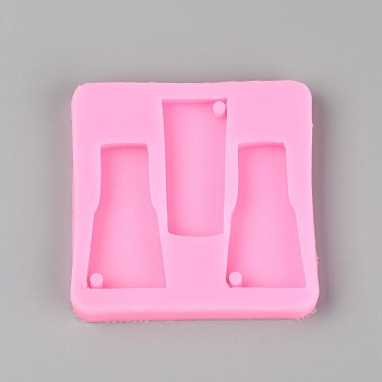 Food Grade Silicone Beer Opener Pendant Molds, Resin Casting Molds, UV Resin & Epoxy Resin Craft Making, Square, Hot Pink, 90x90x11mm, Hole: 4mm, Inner Diameter: 27x58mm