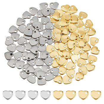 120Pcs 2 Colors 201 Stainless Steel Charms, Stamping Blank Tag, Heart, Mixed Color, 5x6x1mm, Hole: 1mm, 60pcs/color