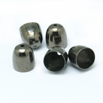 Brass Cord Ends, End Caps, Oval, Gunmetal, 12x11mm, Hole: 1.5mm, Inner Diameter: 9.5mm