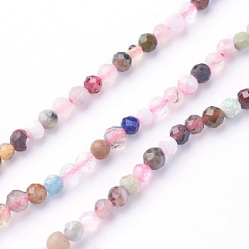 Natural Mixed Gemstone Beads Strands, Faceted, Round, 3~3.5mm, Hole: 0.5mm, about 115~130pcs/strand, 14.5~16.1 inch(37~41cm)