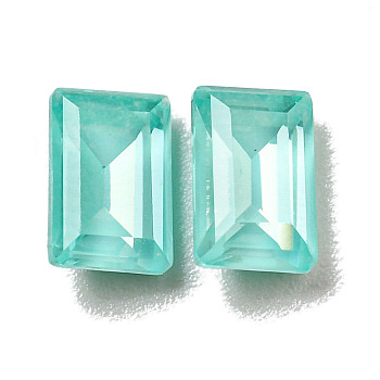 Glass Rhinestone Cabochons, Point Back & Back Plated, Faceted, Rectangle, Light Azore, 6x4x3mm