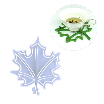 DIY Maple Leaf Cup Mat Silicone Molds, Resin Casting Molds, For UV Resin, Epoxy Resin Craft Making, White, 175x150x9mm, Inner Diameter: 170x145mm