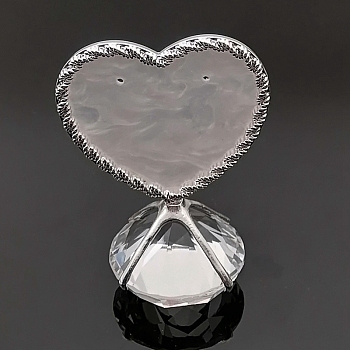Resin Imitation Pearl Earring Displays, Iron with Plastic Diamond Shaped Base Jewelry Display Stand, Heart, 9.5x6.5cm